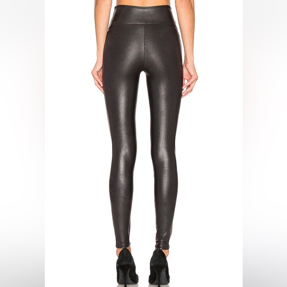 Spanx Black Faux Leather Legging Shiny Compression Powerhold Tummy Control SMALL - Picture 3 of 9